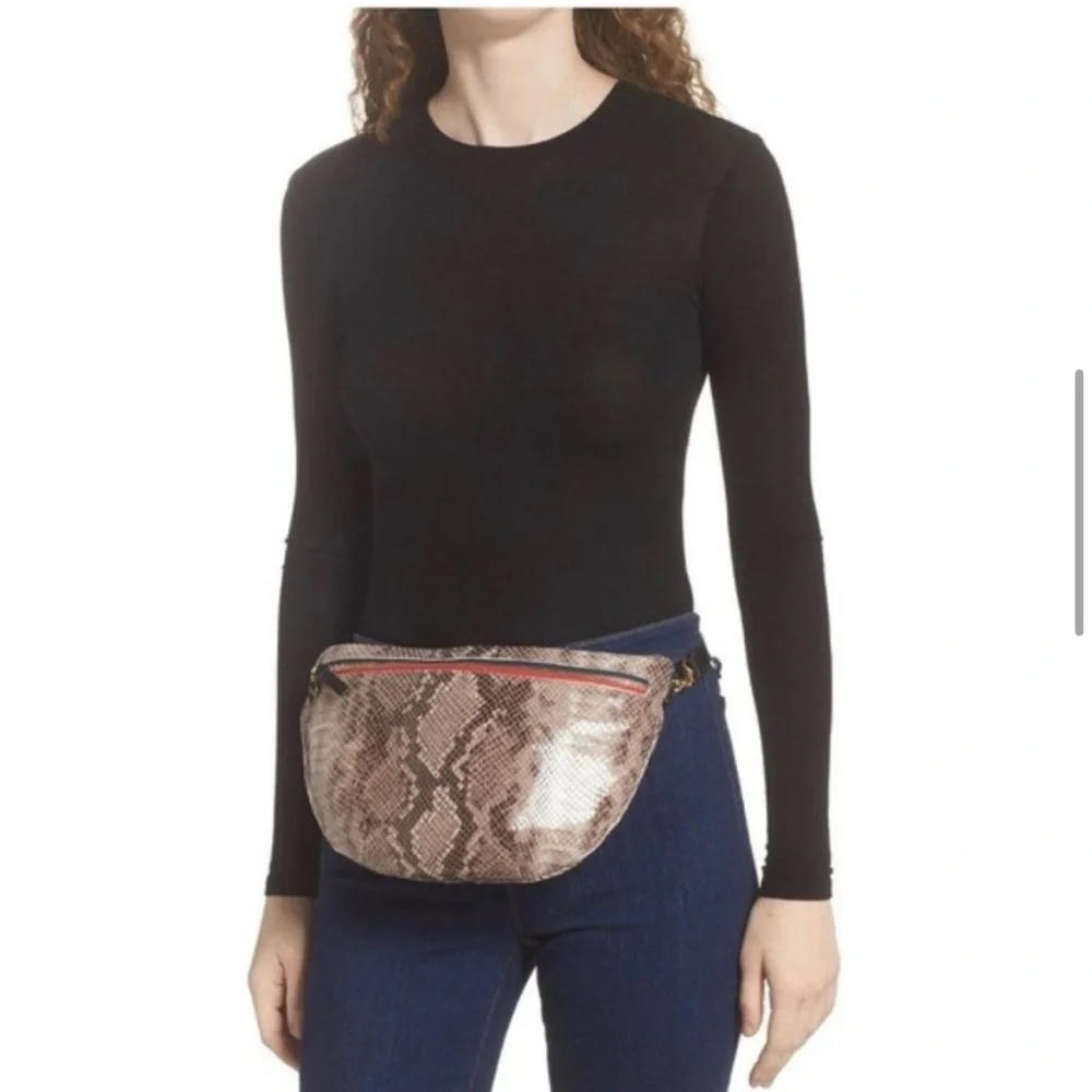 Clare V Grande Fanny leather crossbody belt snakeskin bag NWOT - Picture 6 of 11